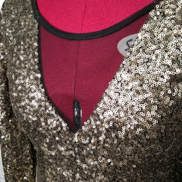 G By Guess New Gold Sequin Bodycon Christmas Holiday Mini Dress - Picture 6 of 8